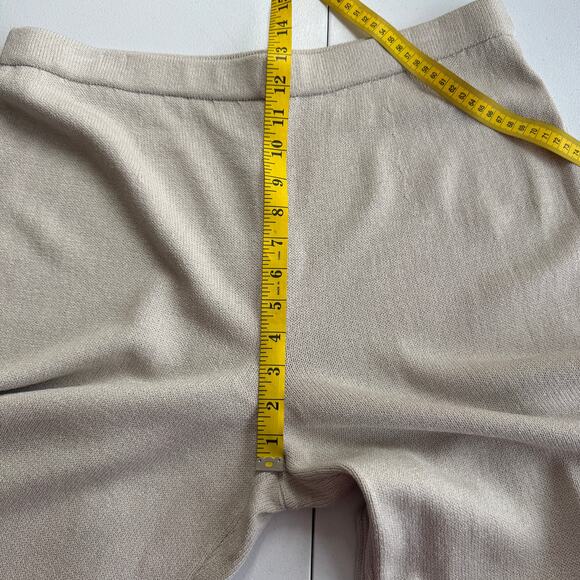 St John Luxe Knit Wide Leg Pants Size 16 Alabaster Wool Blend NWT $395 Neutral - Picture 6 of 11